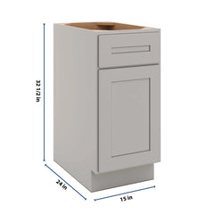 CNC Luxor 5-Piece Misty Grey 15" W X 32 1/2" H Single Door Base Cabinet