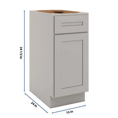 CNC Luxor 5-Piece Misty Grey 15" W Single Door Base Cabinet