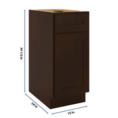 CNC Luxor Espresso 15" W Single Door Base Cabinet