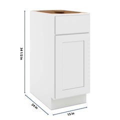 CNC Luxor White 15" W Single Door Base Cabinet
