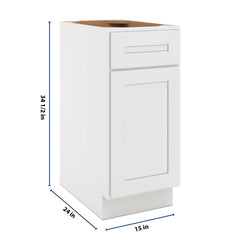 CNC Luxor 5-Piece White 15" W Single Door Base Cabinet
