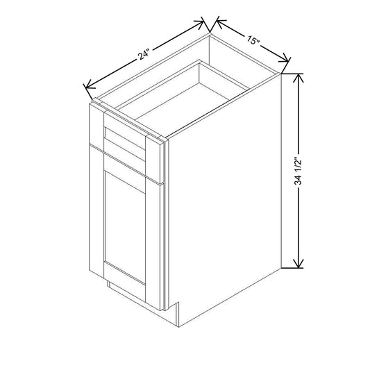 Modernform Cabinet White Shaker 15" W X 34 1/2" H X 24" D Single Door Base Cabinet
