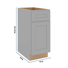 J&K Castle Grey S5 Single Door Standard Base Cabinet - 15" W