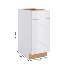 Modernform Cabinet Gloss White 15" W X 34 1/2" H X 24" D Single Door Base Cabinet