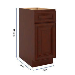 J&K Mahogany J5 Single Door Standard Base Cabinet - 15" W