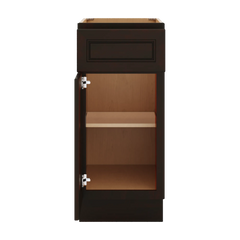 J&K Espresso K8 Single Door Standard Base Cabinet - 15" W