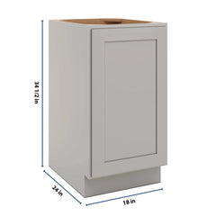 CNC Luxor 5-Piece Misty Grey 18" W Full Height Single Door Base Cabinet W/ 1 Pullout Shelf