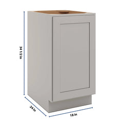 CNC Luxor 5-Piece Misty Grey 18" W Full Height Single Door Base Cabinet W/ 2 Pullout Shelf