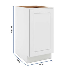 CNC Luxor 5-Piece White 18" W Full Height Single Door Base Cabinet W/ 2 Pullout Shelf