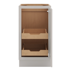 CNC Luxor 5-Piece Misty Grey 18" W Full Height Single Door Base Cabinet W/ 2 Pullout Shelf