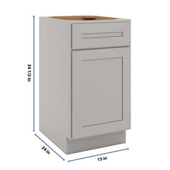 CNC Luxor 5-Piece Misty Grey 18" W Single Door Base Cabinet W/ 1 Pullout Shelf