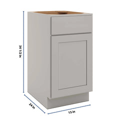 CNC Luxor Misty Grey 18" W Single Door Base Cabinet W/ 2 Pullout Shelf