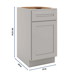 CNC Luxor 5-Piece Misty Grey 18" W Single Door Base Cabinet W/ 2 Pullout Shelf
