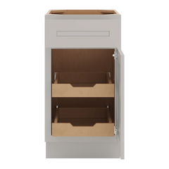 CNC Luxor 5-Piece Misty Grey 18" W Single Door Base Cabinet W/ 2 Pullout Shelf