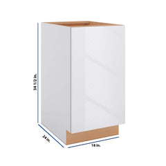 Modernform Cabinet Gloss White 18" W X 34 1/2" H X 24" D Full Height Single Door Base Cabinet