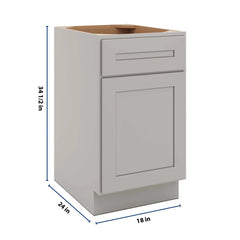 CNC Luxor 5-Piece Misty Grey 18" W X 32 1/2" H Single Door Base Cabinet