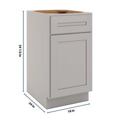 CNC Luxor 5-Piece Misty Grey 18" W Single Door Base Cabinet
