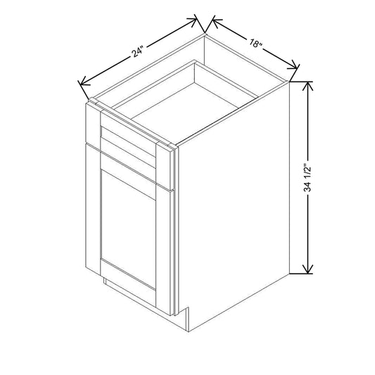 Modernform Cabinet White Shaker 18" W X 34 1/2" H X 24" D Single Door Base Cabinet