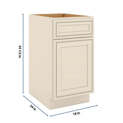 J&K Pearl Glazed H9 Single Door Standard Base Cabinet - 18" W
