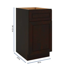 J&K Espresso K8 Single Door Standard Base Cabinet - 18" W