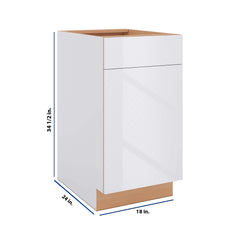 Modernform Cabinet Gloss White 18" W X 34 1/2" H X 24" D Single Door Base Cabinet