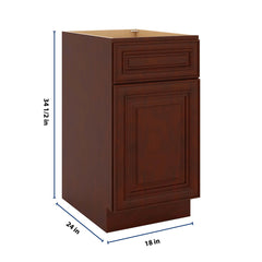 J&K Mahogany J5 Single Door Standard Base Cabinet - 18" W