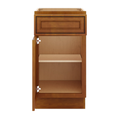 J&K Mocha Glazed K10 Single Door Standard Base Cabinet - 18" W