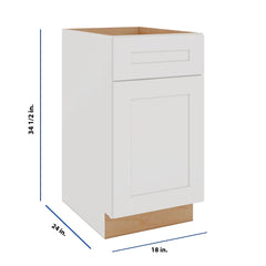 Modernform Cabinet White Shaker 18" W X 34 1/2" H X 24" D Single Door Base Cabinet