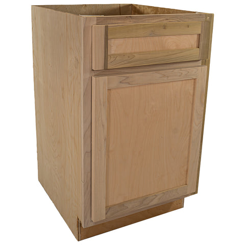 Kitchen Base Cabinet with Drawer | Shaker Style | Unfinished Poplar | 21 in