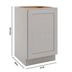 CNC Luxor 5-Piece Misty Grey 21" W Full Height Single Door Base Cabinet W/ 1 Pullout Shelf