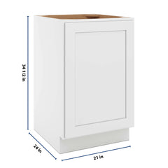 CNC Luxor White 21" W Full Height Single Door Base Cabinet W/ 1 Pullout Shelf