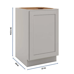 CNC Luxor 5-Piece Misty Grey 21" W Full Height Single Door Base Cabinet W/ 2 Pullout Shelf