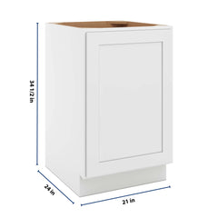 CNC Luxor 5-Piece White 21" W Full Height Single Door Base Cabinet W/ 2 Pullout Shelf
