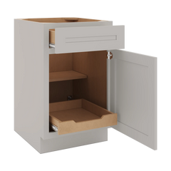 CNC Luxor 5-Piece Misty Grey 21" W Single Door Base Cabinet W/ 1 Pullout Shelf