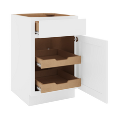 CNC Luxor White 21" W Single Door Base Cabinet W/ 2 Pullout Shelf