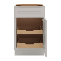 CNC Luxor 5-Piece Misty Grey 21" W Single Door Base Cabinet W/ 2 Pullout Shelf