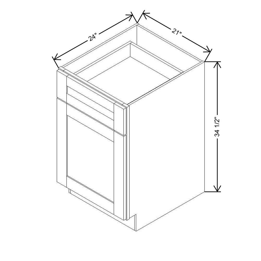 Modernform Cabinet White Shaker 21" W X 34 1/2" H X 24" D Single Door Base Cabinet