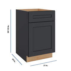 Modernform Cabinet Onyx Black Shaker 21" W X 34 1/2" H X 24" D Single Door Base Cabinet