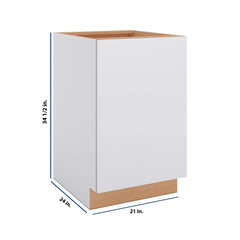 Modernform Cabinet Matte White 21" W X 34 1/2" H X 24" D Full Height Single Door Base Cabinet