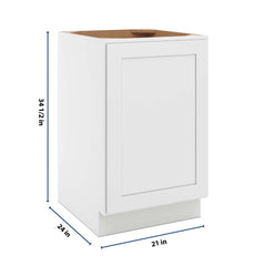CNC Luxor 5-Piece White 21" W Full Height Single Door Base Cabinet