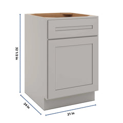 CNC Luxor 5-Piece Misty Grey 21" W X 32 1/2" H Single Door Base Cabinet