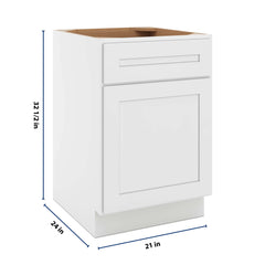 CNC Luxor 5-Piece White 21" W X 32 1/2" H Single Door Base Cabinet