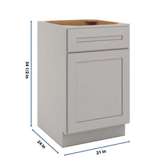 CNC Luxor 5-Piece Misty Grey 21" W Single Door Base Cabinet