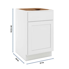CNC Luxor White 21" W Single Door Base Cabinet