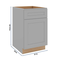 J&K Castle Grey S5 Single Door Standard Base Cabinet - 21" W