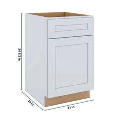 J&K White Shaker S8 Single Door Standard Base Cabinet - 21" W