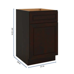 J&K Espresso K8 Single Door Standard Base Cabinet - 21" W