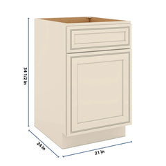 J&K Pearl Glazed H9 Single Door Standard Base Cabinet - 21" W