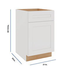 Modernform Cabinet White Shaker 21" W X 34 1/2" H X 24" D Single Door Base Cabinet