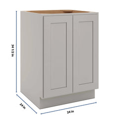 CNC Luxor Misty Grey 24" W Full Height Double Door Base Cabinet W/ 1 Pullout Shelf